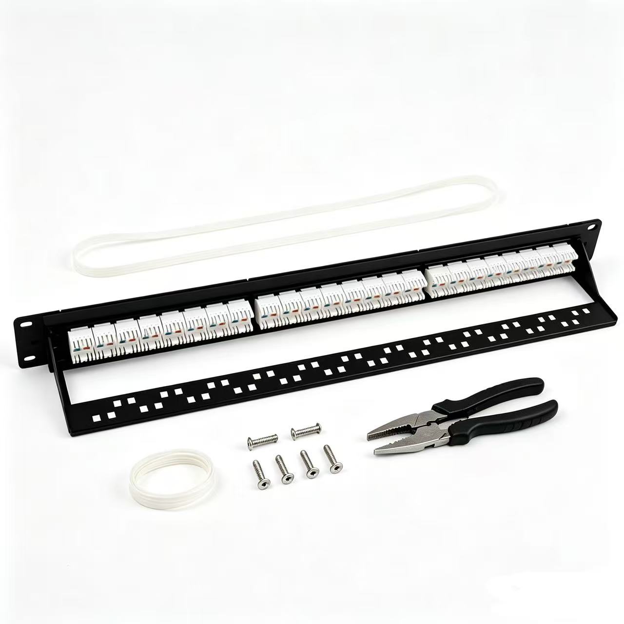 24 Port Cat6 RJ45 Patch Panel 19 Inch 1U Rack Mount Ethernet Network Patch Panel With Cable Support Bracket