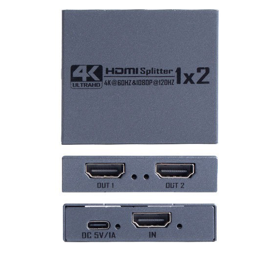 1x2 HDMI 2.0 Splitter 4K60Hz for Dual Monitors with HDCP 2.3
