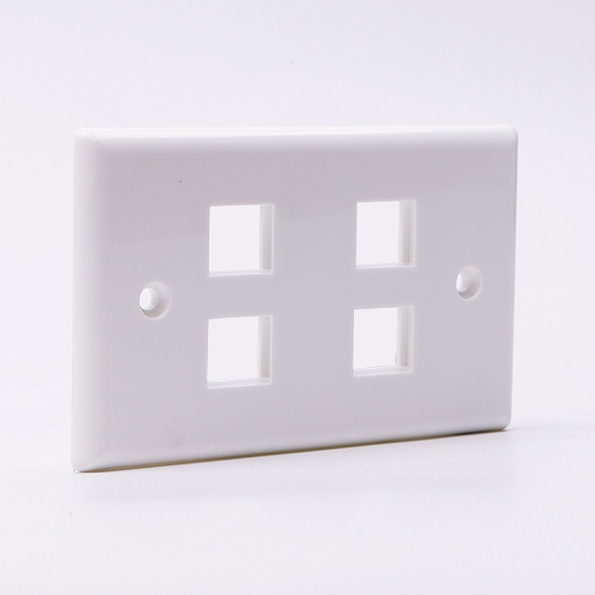 4 Port Keystone Wall Plate, US Standard 120 Type Faceplate for RJ45 RJ11 Keystone Jack