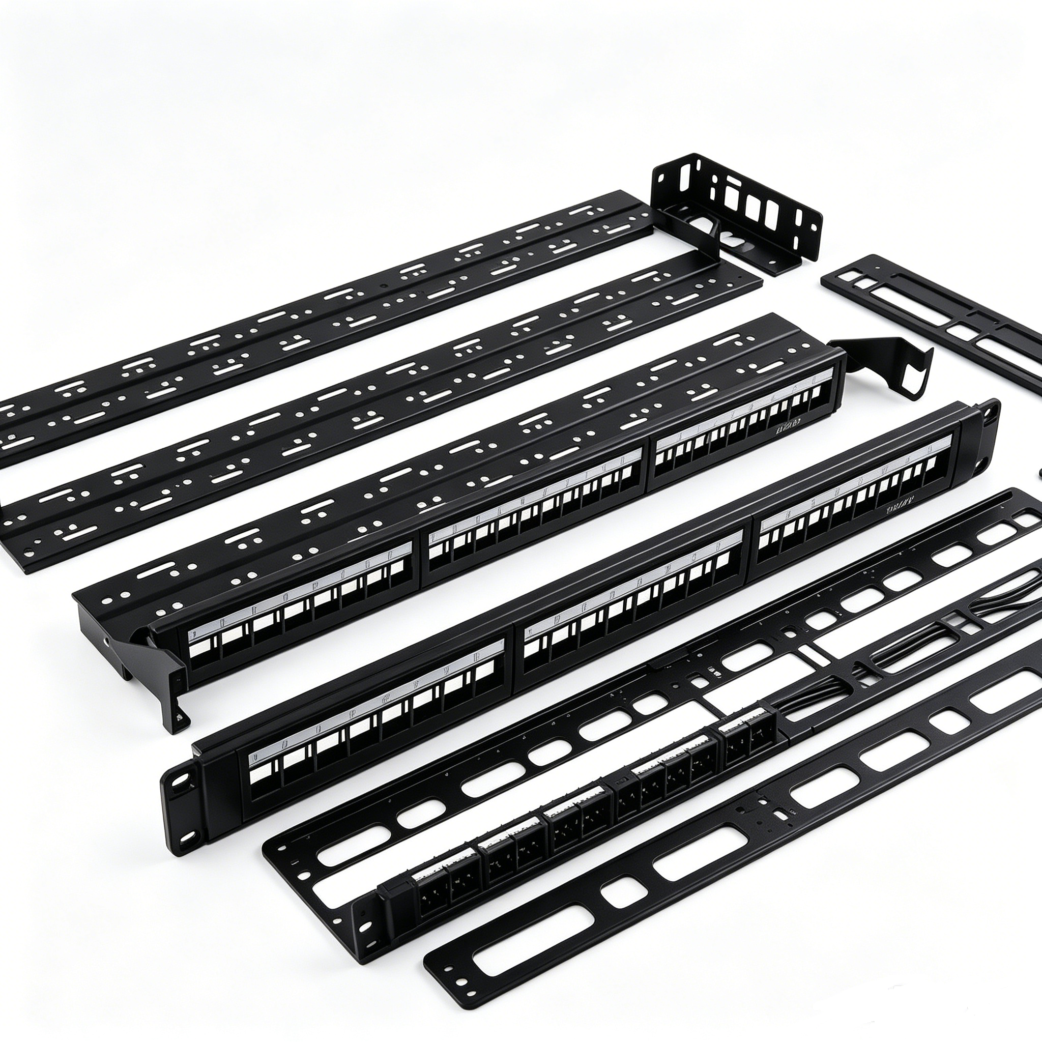 24 Port CAT6 Blank Patch Panel 1U 19 Inch Modular Empty Patch Panel with Cable Management Bracket