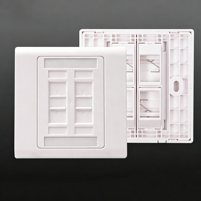 4 Port Keystone Wall Plate, 86 Type ABS Faceplate for RJ45 RJ11 Keystone Jack