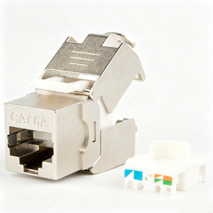 Cat6a Shielded Tool-Free Keystone Jack, Zinc Alloy RJ45 Ethernet Module