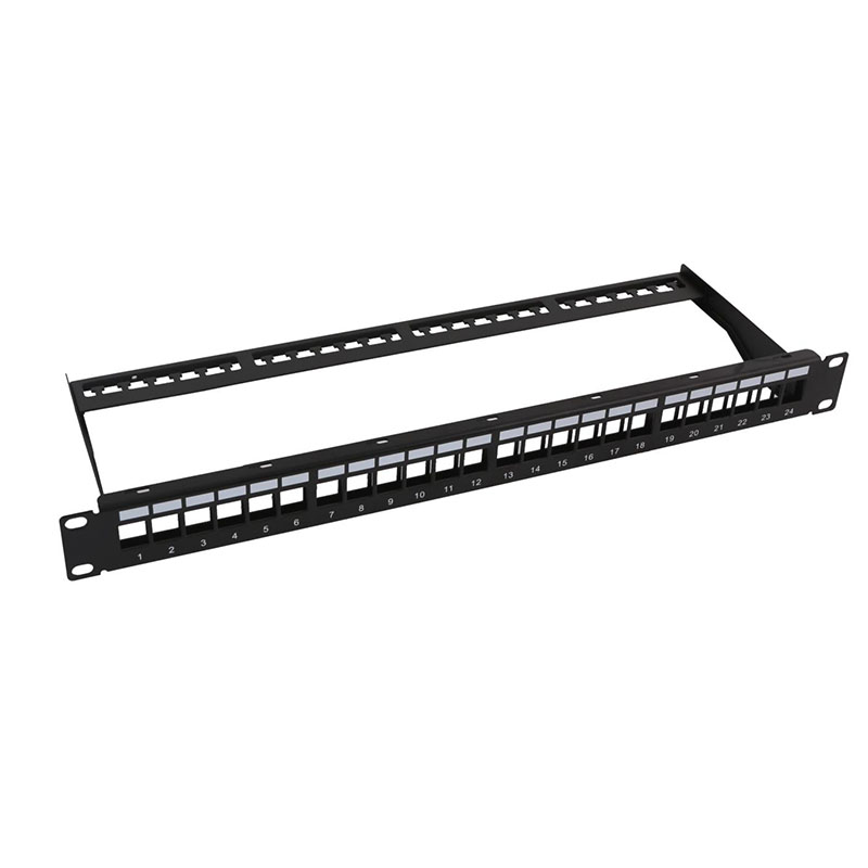 16 Port 1U Blank Shielded Patch Panel 19 Inch Rack Mount Empty Patch Panel Frame