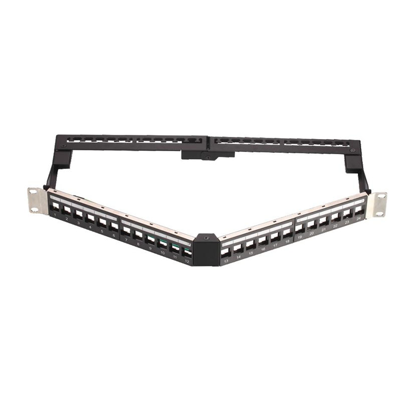 1U 19 Inch 24 Port V Type Angled Blank Keystone Patch Panel Empty Frame