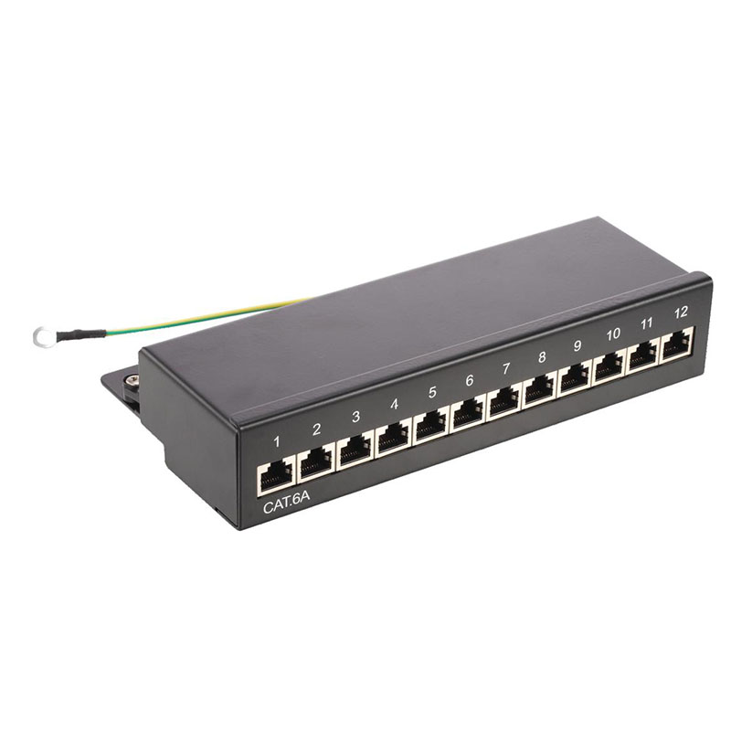 8 Port Cat6 Shielded Desktop Patch Panel, STP Wall Mount Mini RJ45 Patch Box with Ground Wire