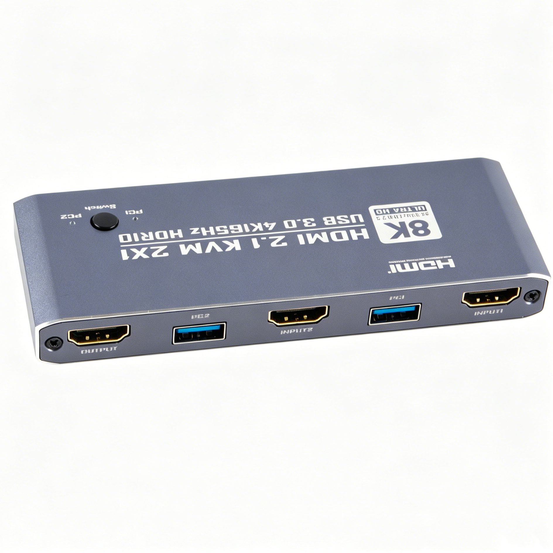 HDMI 2.1 KVM Switch 2x1 4K@165Hz, 2 Port HDMI Switcher for 2 Monitors