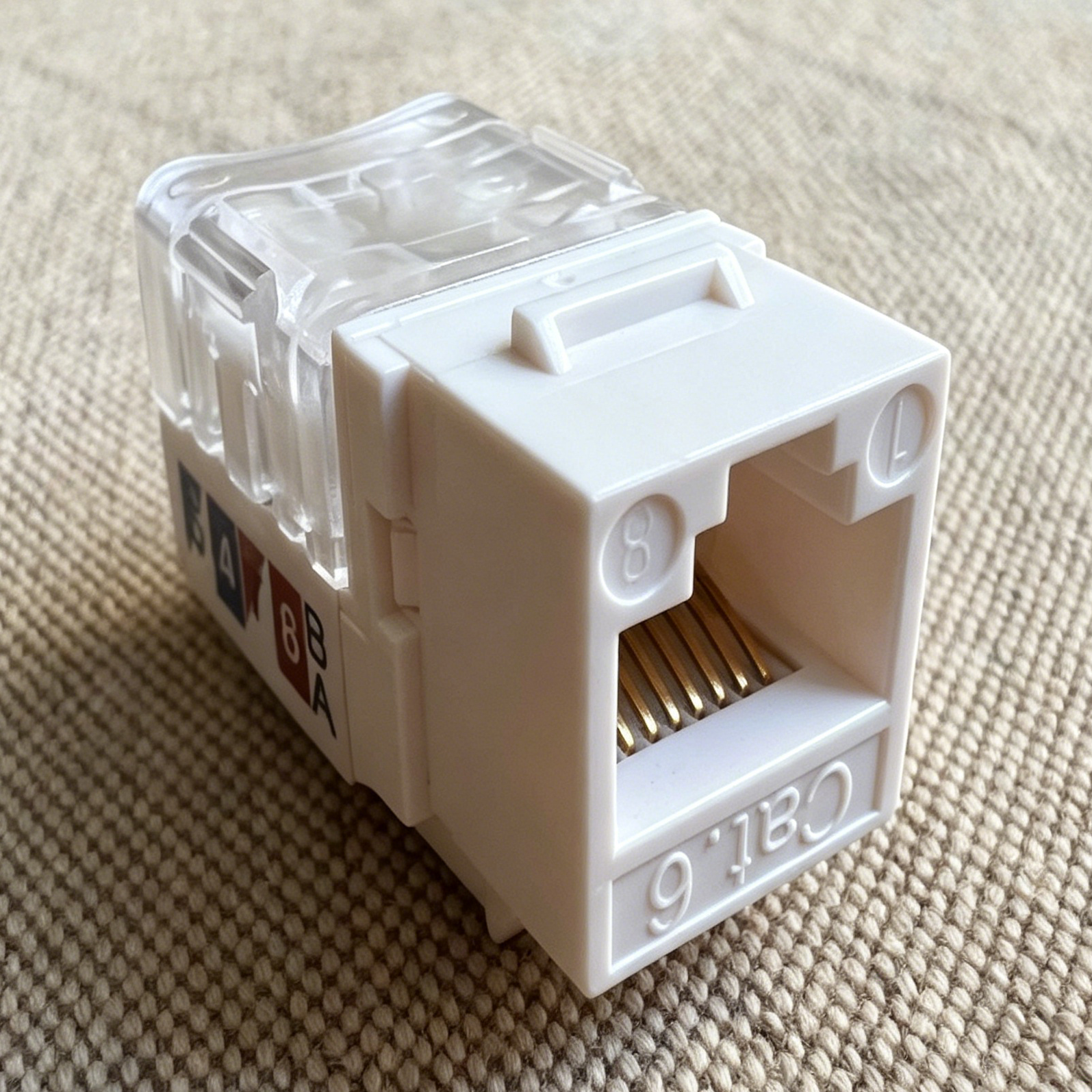 Unshielded Cat6a Keystone Jack, 90-Degree Punch Down Type RJ45 Module