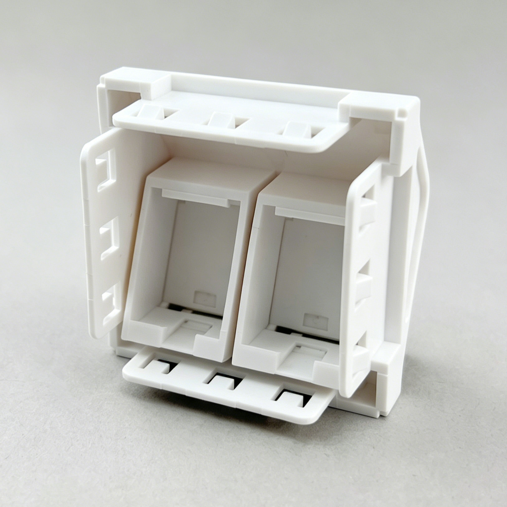 2 Port French Style Angled Faceplate, 45x45mm Zinc Alloy Keystone Jack, European Style 45 Type Dual Hole Panel