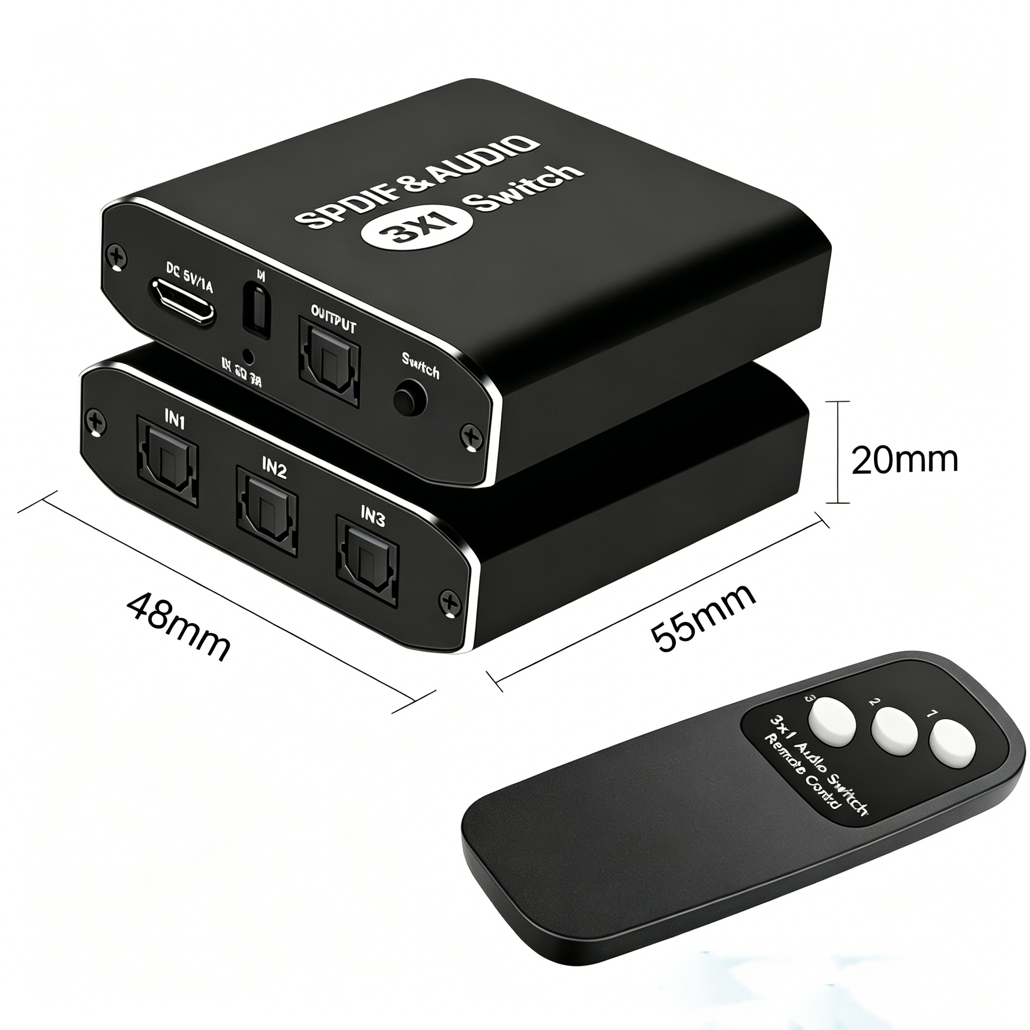 3x1 Optical Audio Switch SPDIF Toslink with Remote Control for Soundbar