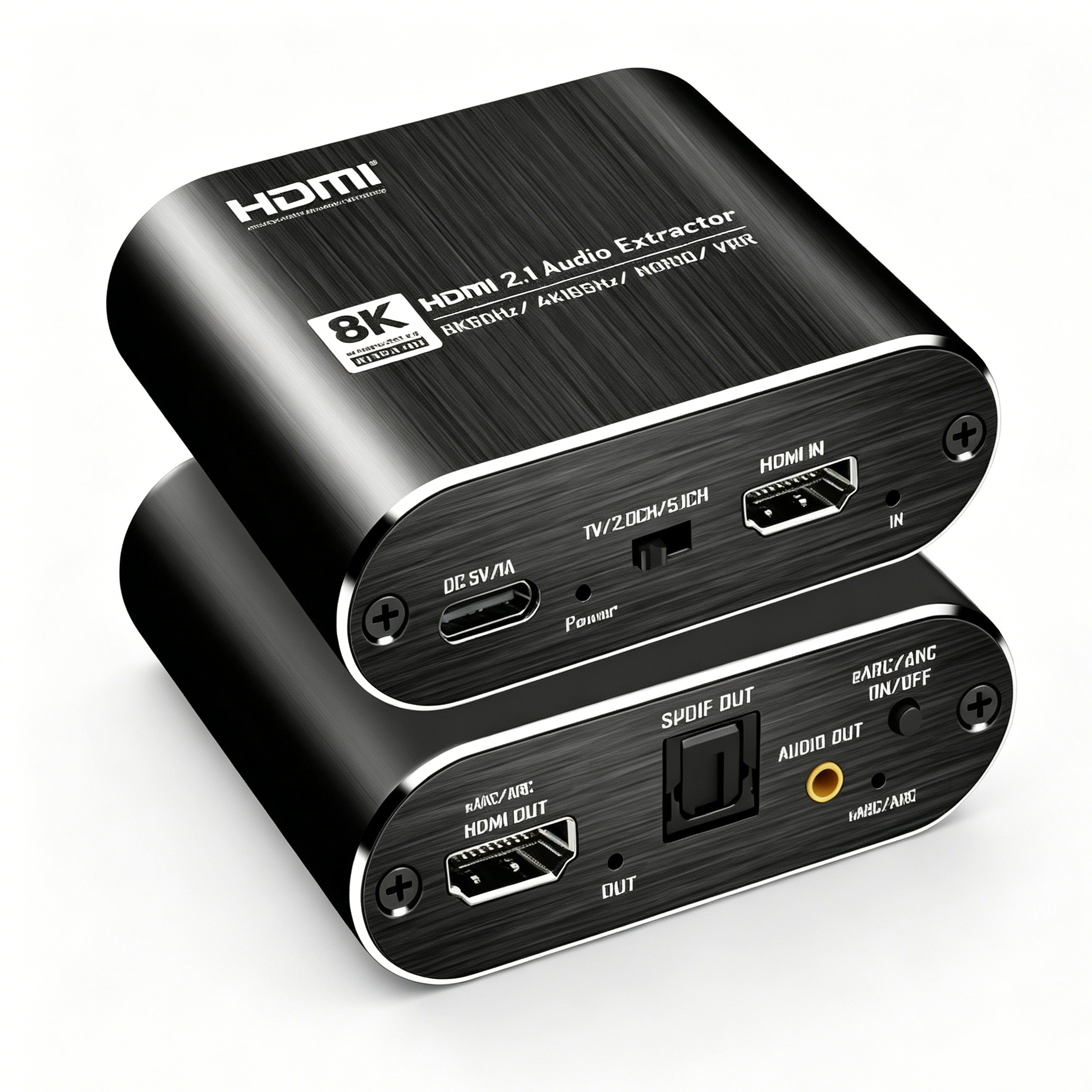 HDMI Audio Extractor EARC 8K@60Hz, HDMI 2.1 Audio Converter with Optical SPDIF 