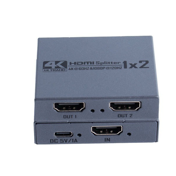 1x2 HDMI 2.0 Splitter 4K60Hz for Dual Monitors with HDCP 2.3