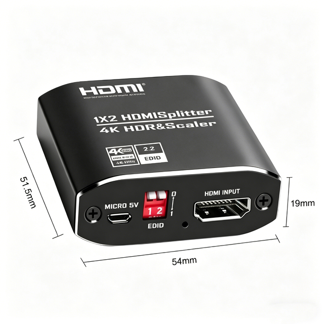 1x2 HDMI 2.0b Splitter 4K60Hz with EDID And Scaler for Dual Monitors