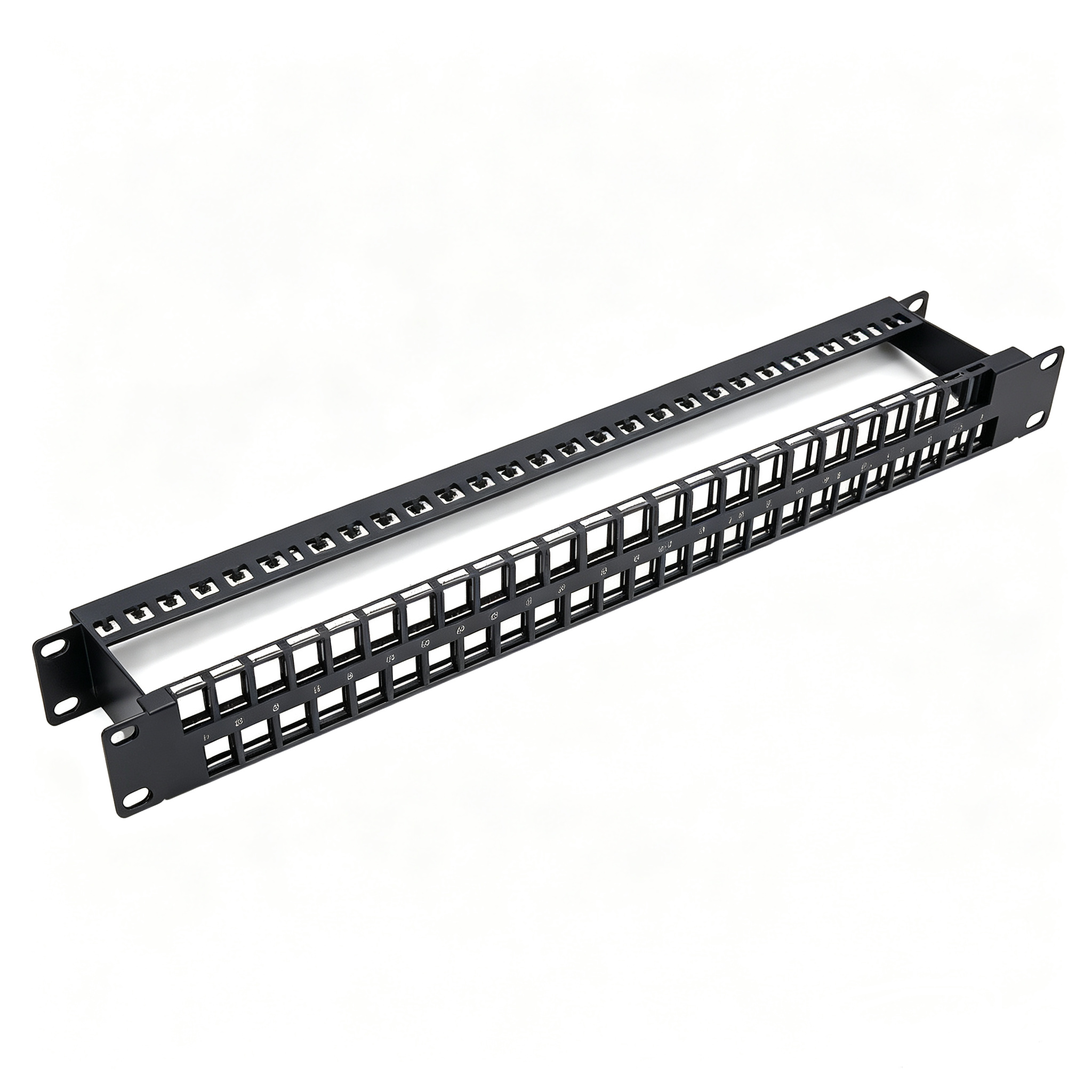 24 Port Blank Shielded Patch Panel 1U 19 Inch Empty Modular Patch Panel with Cable Manager Ground Wire