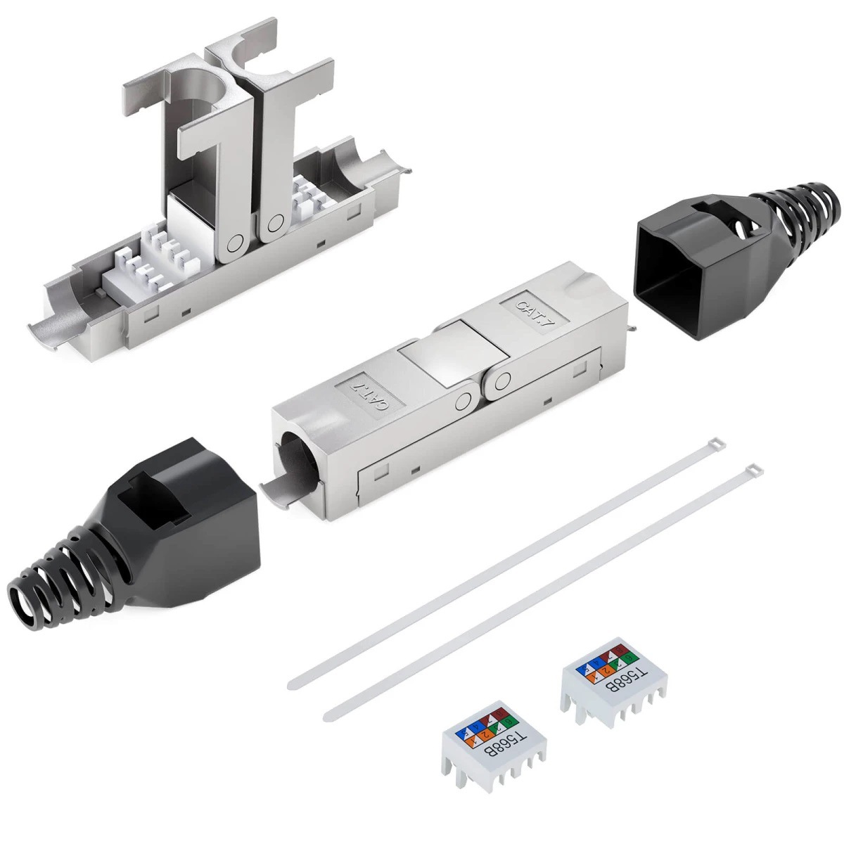 CAT7 Keystone Jack Tool-Free, Shielded 10G Ethernet Module, LSA IDC RJ45 Connector for Wall Plate Patch Panel 