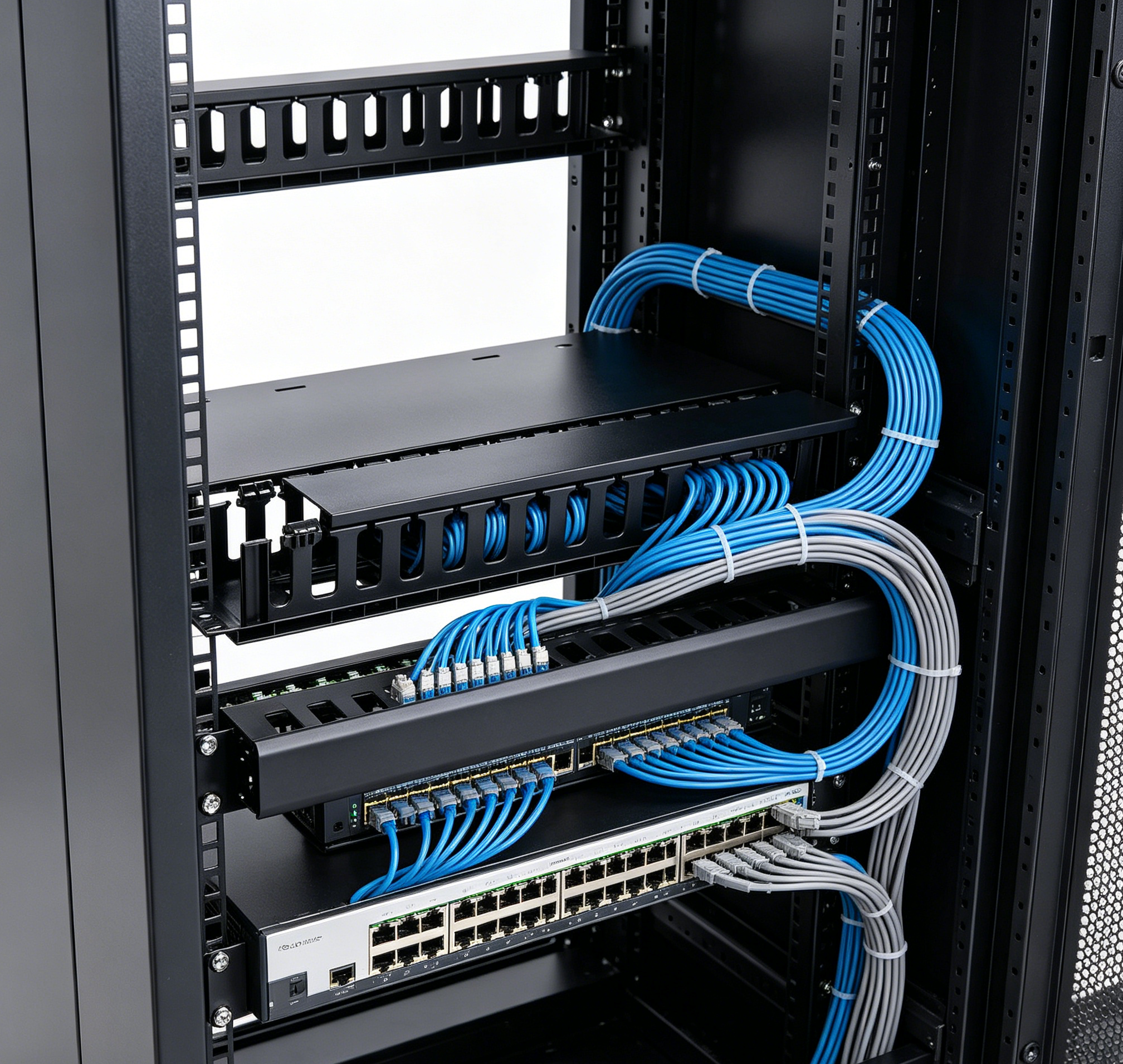 1U Cable Management Rack, 12 Slots Horizontal Cable Organizer For Server Cabinet