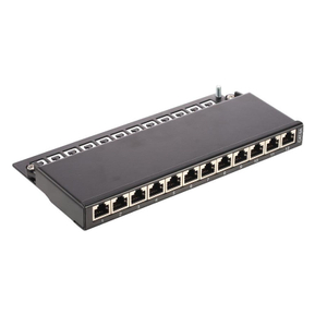 12 Port 0.5U Cat6A STP Shielded Patch Panel 10 Inch Rack Mount 10Gigabit RJ45 Network Patch Panel
