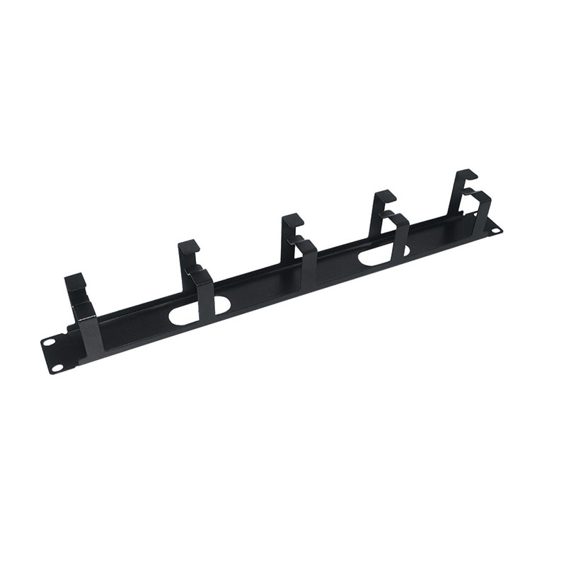 19 Inch 1U Metal Cable Management Rack, 5 Loops Horizontal Cable Organizer for Server Network Cabinet