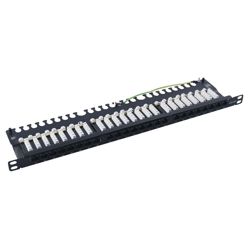 24 Port Cat6 UTP Patch Panel 1U 19 Inch Rack Mount With Cable Management Bar