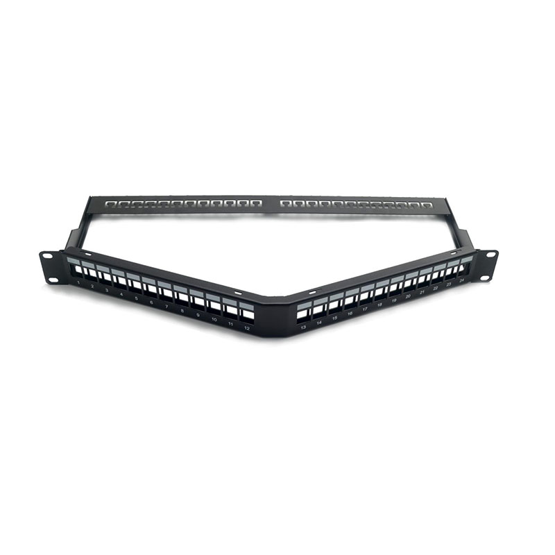 1U 19 Inch 24 Port V Type Angled Blank Keystone Patch Panel Empty Frame