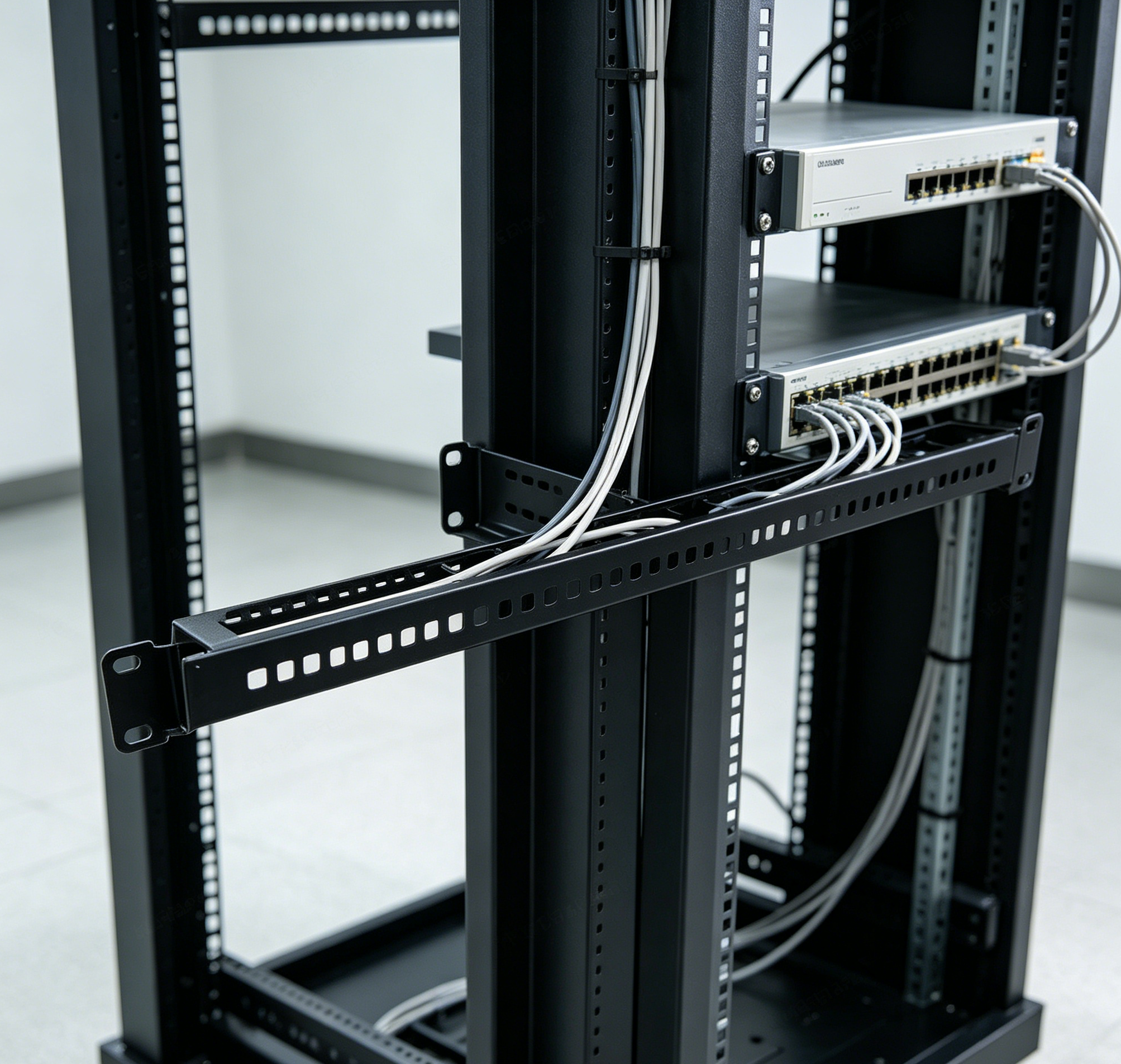 1U Horizontal Cable Organizer 19 Inch Server Rack Wire Management Bar