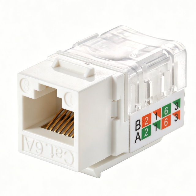Unshielded Cat6a Keystone Jack, 90-Degree Punch Down Type RJ45 Module