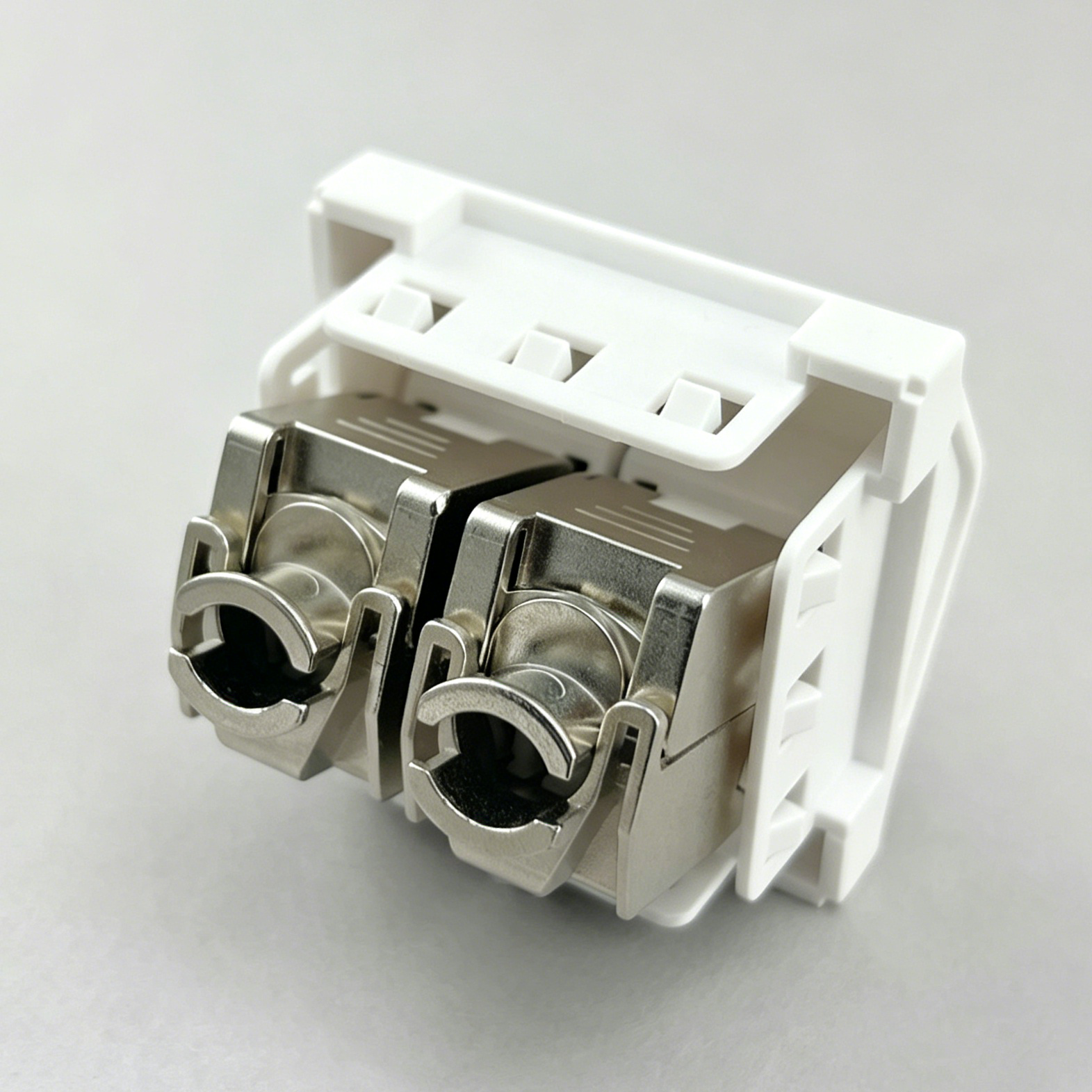 2 Port French Style Angled Faceplate, 45x45mm Zinc Alloy Keystone Jack, European Style 45 Type Dual Hole Panel