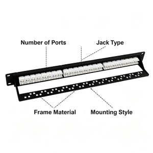 24 Port Cat6 RJ45 Patch Panel 19 Inch 1U Rack Mount Ethernet Network Patch Panel With Cable Support Bracket