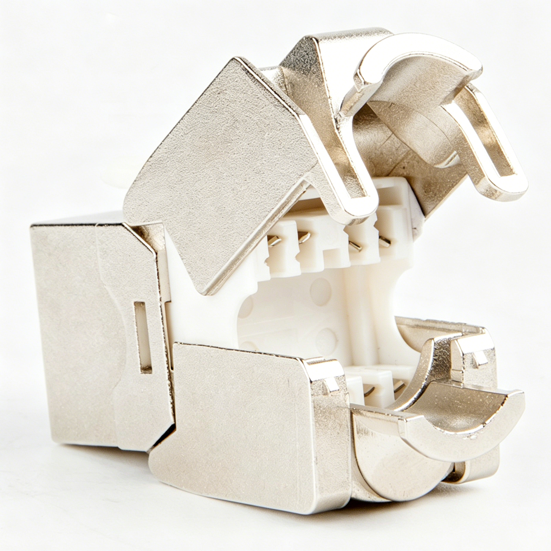 Cat6a Shielded Tool-Free Keystone Jack, Zinc Alloy RJ45 Ethernet Module