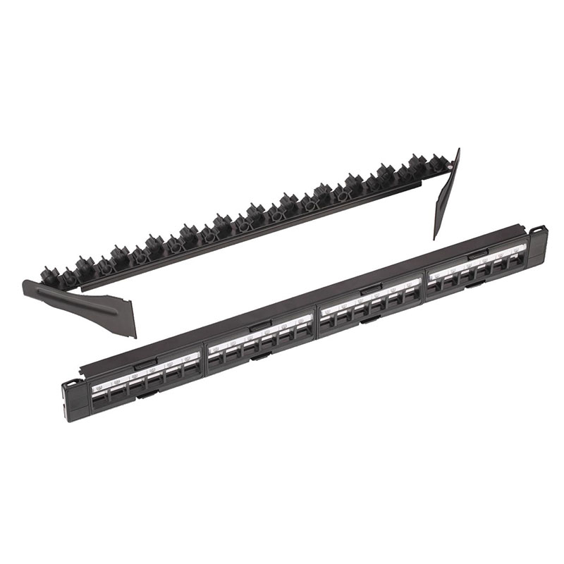 1U 24 Port Empty Modular Patch Panel With Cable Management Bar