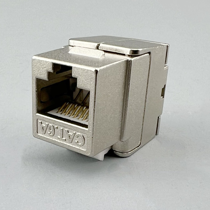 Cat6a Keystone Jack Tool-Free, Shielded 10G Ethernet Module, Ultra-Short Aluminum Housing for Wall Plate Patch Panel 