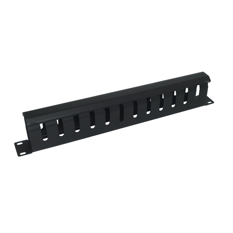 1U Cable Management Panel，12 Slot Rack Mount Cable Organizer With Cover