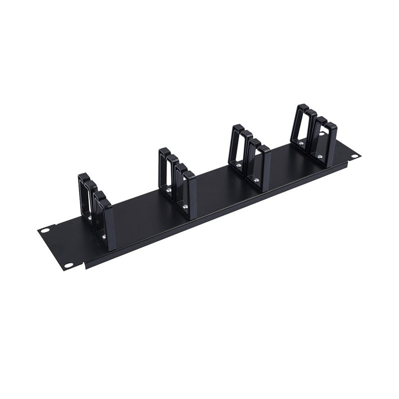 19 Inch 1U Metal Cable Management Rack, 5 Loops Horizontal Cable Organizer for Server Network Cabinet