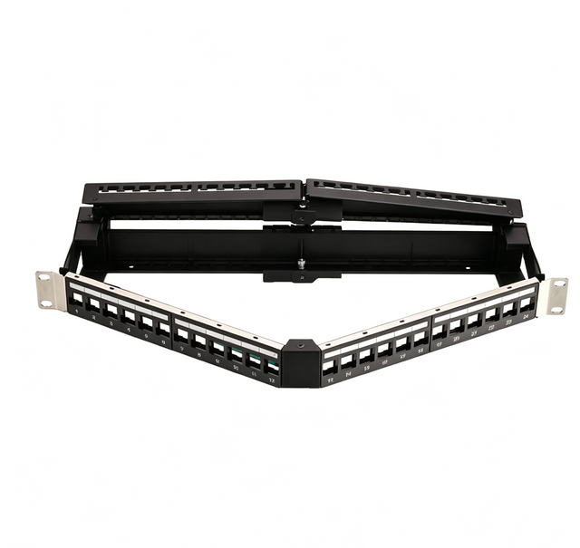 1U 19 Inch 24 Port V Type Angled Blank Keystone Patch Panel Empty Frame