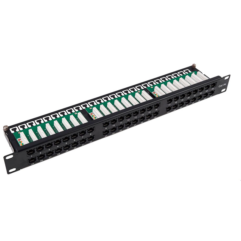 19 Inch 1U Rack Mount Patch Panel Cat5e Cat6 12/18/24/48 Port