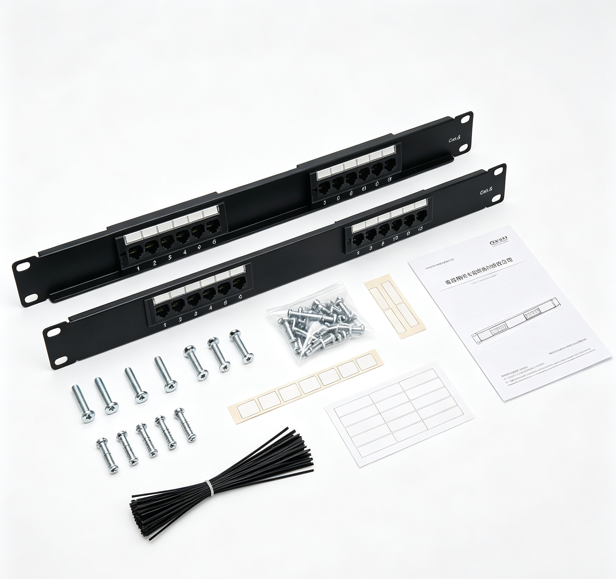 12 Port Cat6 RJ45 Patch Panel 1U 19 Inch Rack Mount Ethernet Patch Panel