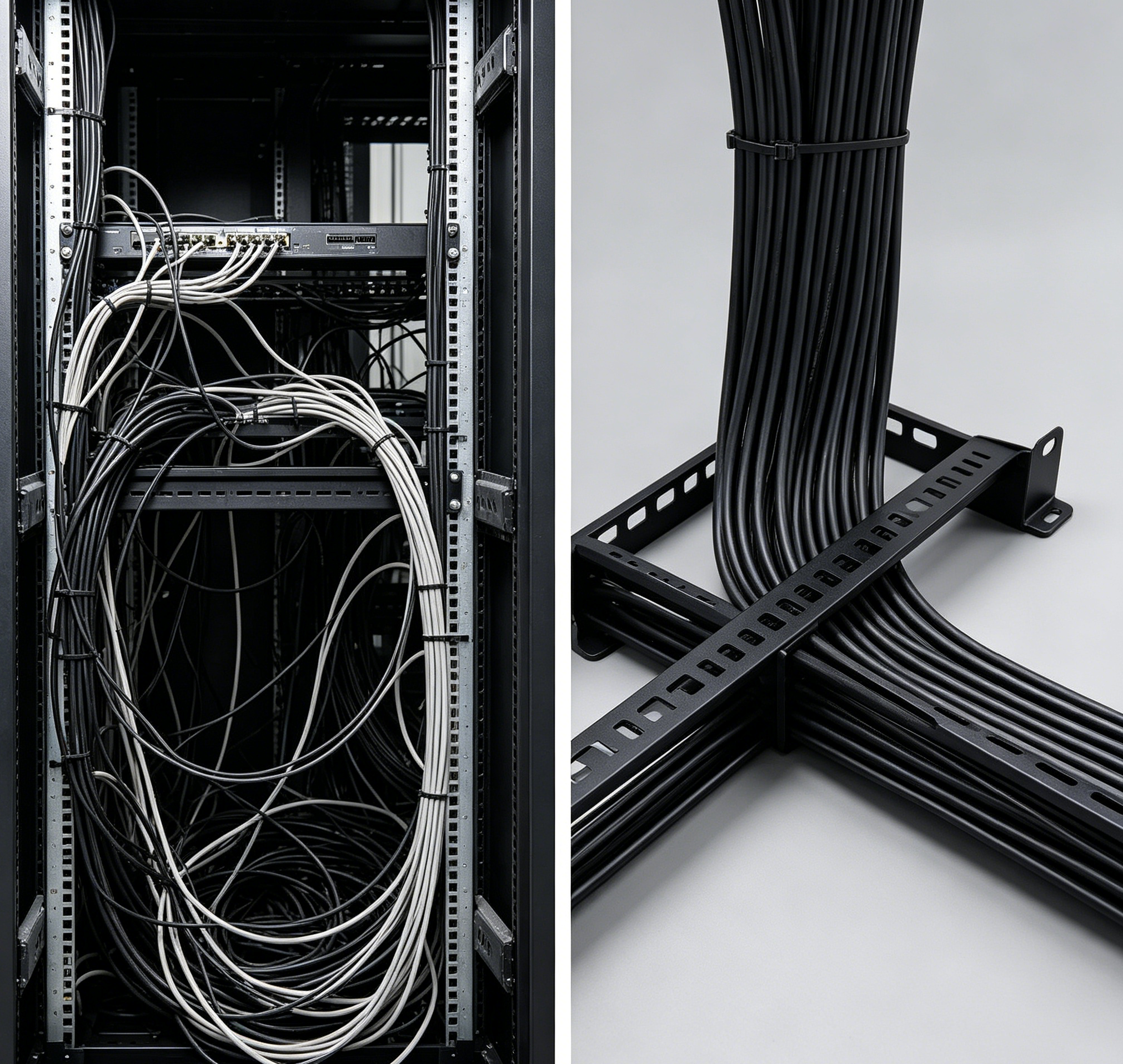 1U Horizontal Cable Organizer 19 Inch Server Rack Wire Management Bar