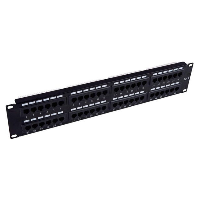 48 Port CAT6 UTP Patch Panel 1U 19 Inch Rack Mount RJ45 Network Patch Panel