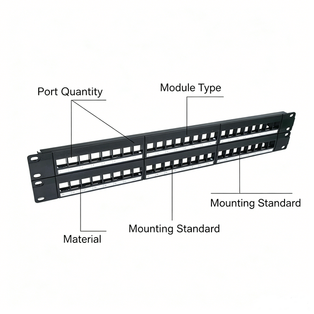 1U 24 Port Blank Patch Panel Unloaded Keystone Jack Rack Mount Panel