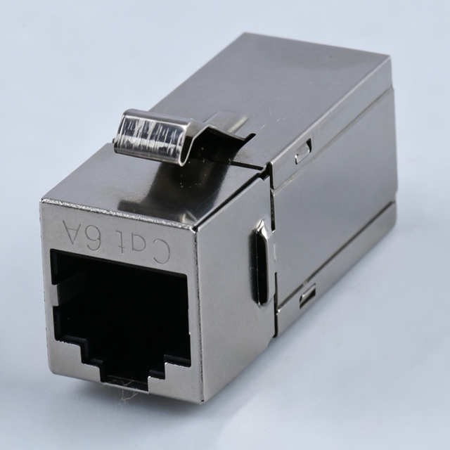 Cat6a Shielded 90 Degree Keystone Coupler, RJ45 Female To Female Inline Adapter