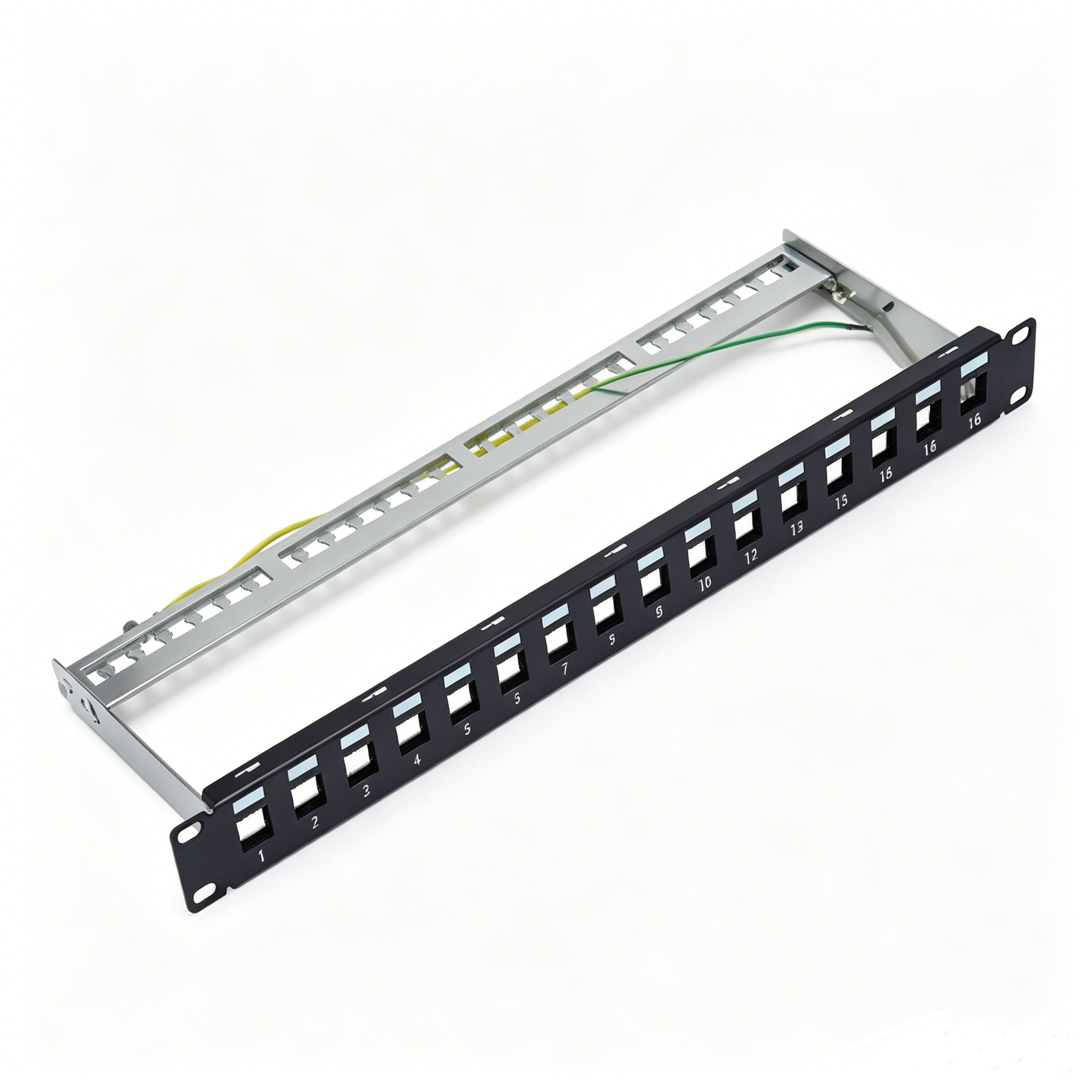 16 Port 1U Blank Shielded Patch Panel 19 Inch Rack Mount Empty Patch Panel Frame