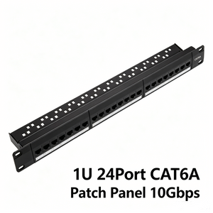 24 Port CAT6A Tool-less Patch Panel With Cable Management Bracket
