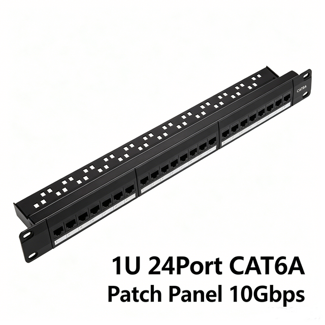 24 Port CAT6A Tool-less Patch Panel With Cable Management Bracket
